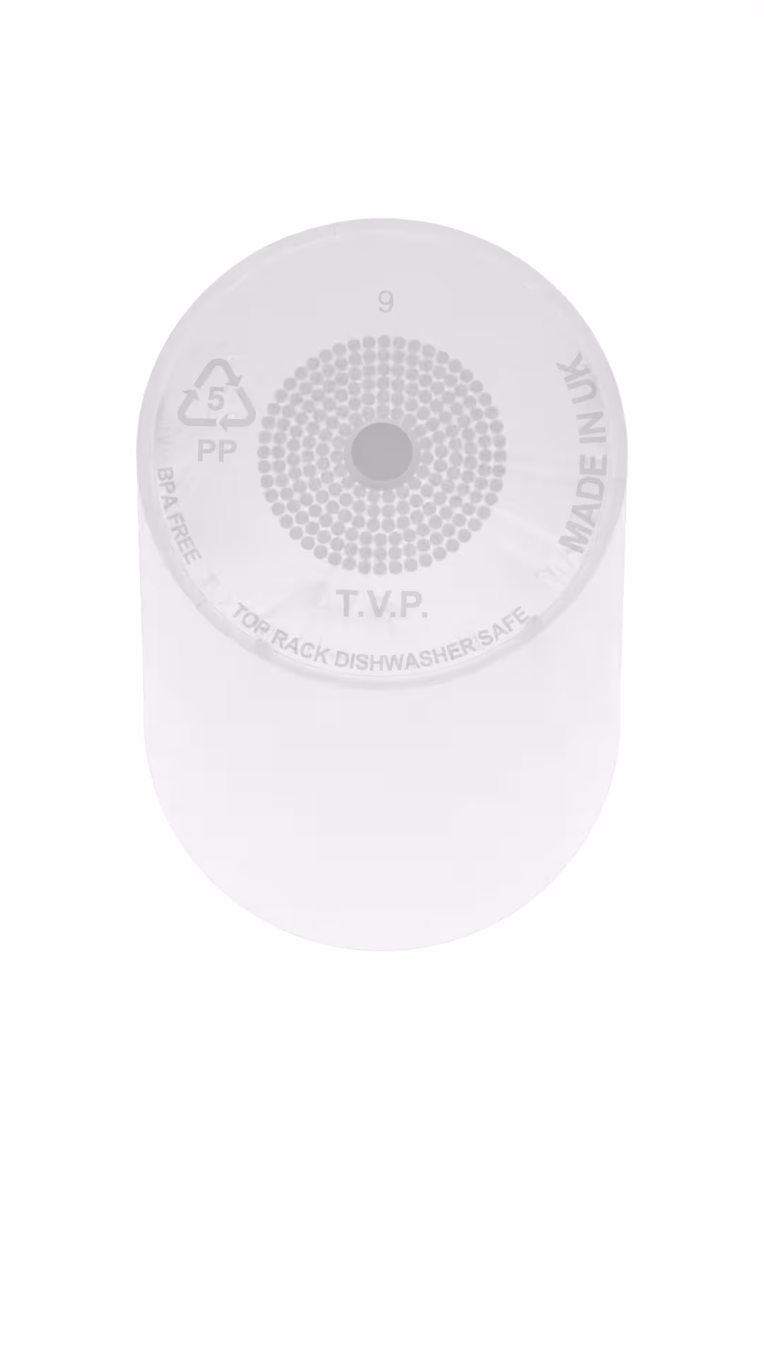 Close-up of cup bottom showing manufacturer mark