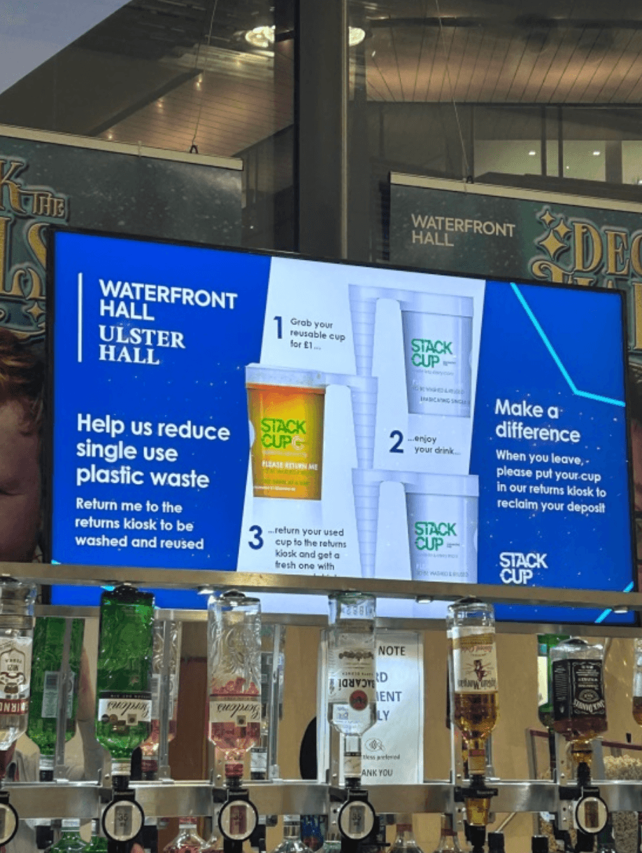 Commercial washing and drying line handling reusable cups